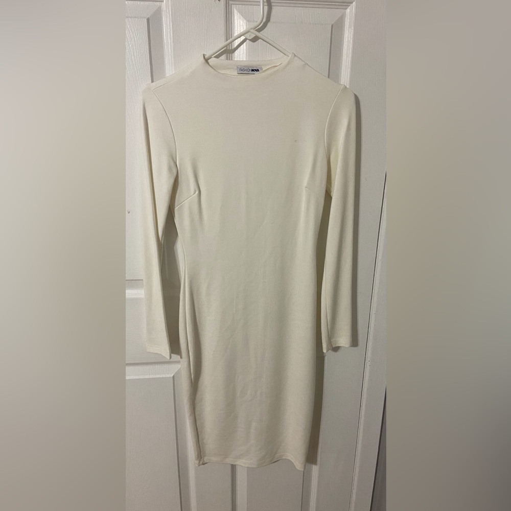 Fashion nova long sleeves white long dress